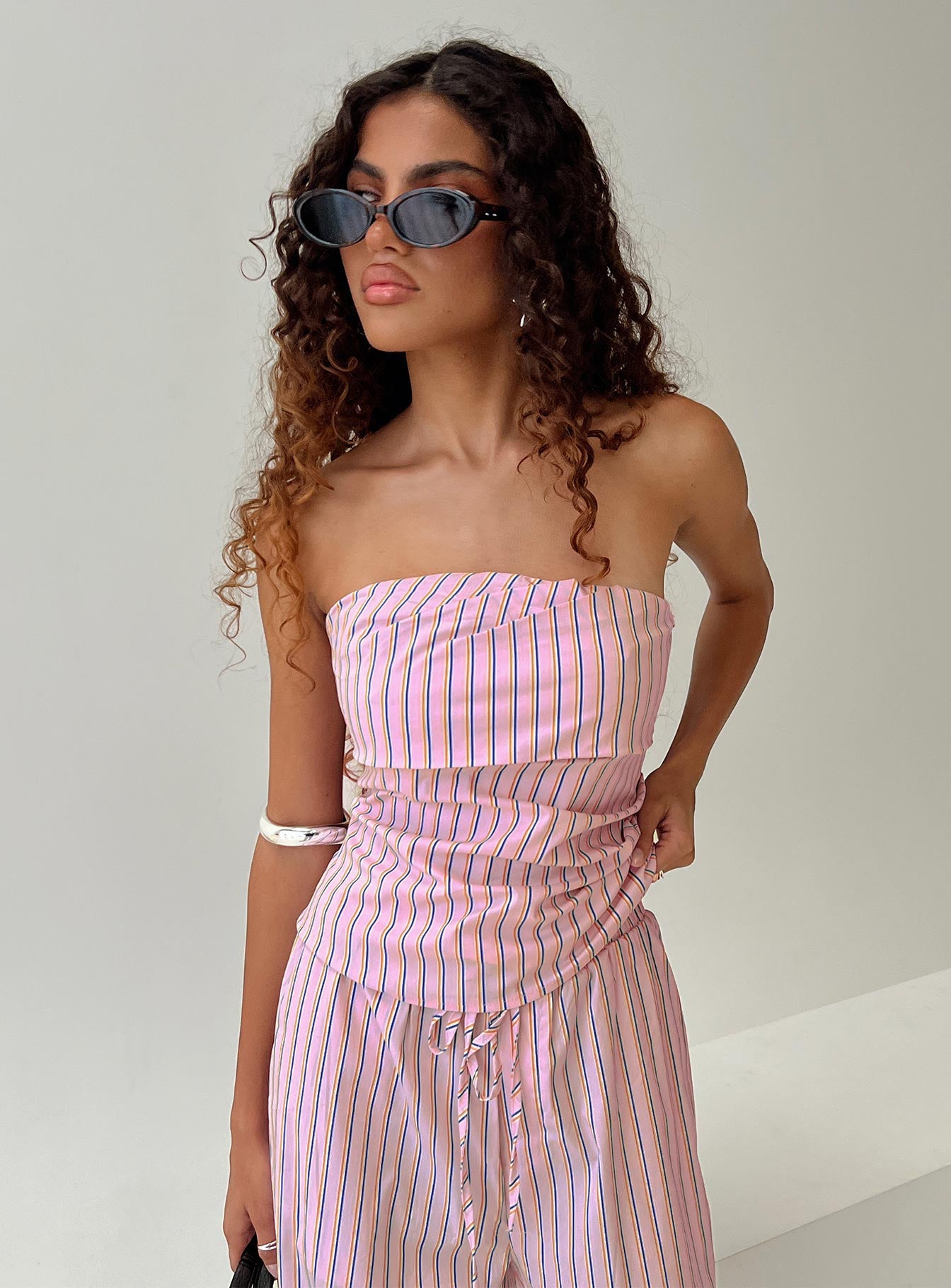Xandria Strapless Top Pink Stripe