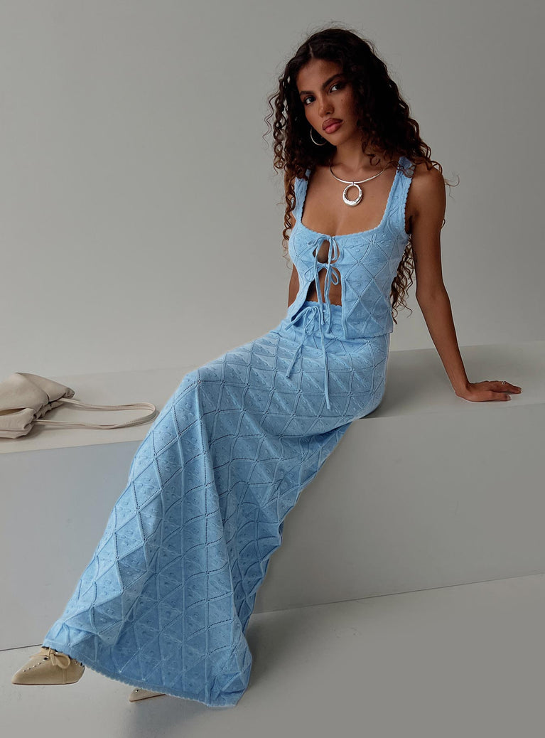 Falda Verano Mujer Giulia Knit Maxi Skirt White Princess Polly A