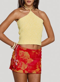   front view of model wearing Princess Polly Liloha Frill Mesh Mini Skirt Orange Multi Mini Skirts 