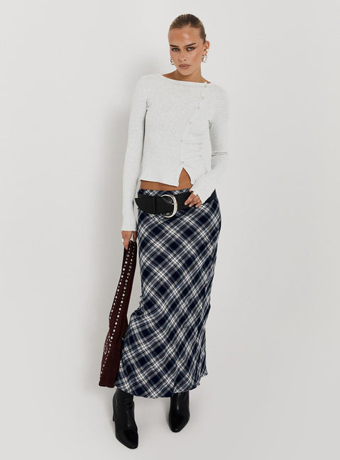 Everlie Low Waist Maxi Skirt Check Multi