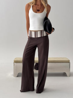 back view of model wearing Princess Polly Quenlin Folded Straight Leg Pant Multi Mid Rise Pants 