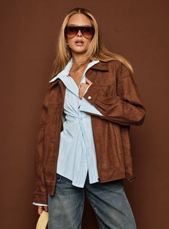 Goldsmith Faux Suede Bomber Jacket Brown