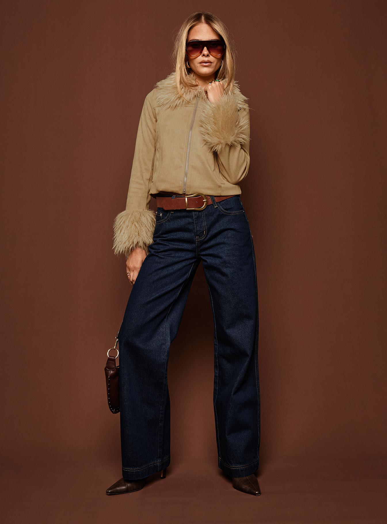 Jankins Mid Rise Baggy Jeans Dark Blue Wash