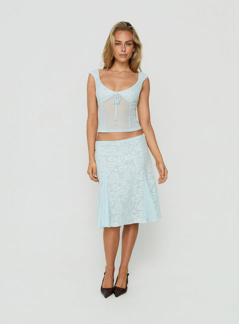 Quani Lace Midi Skirt Blue