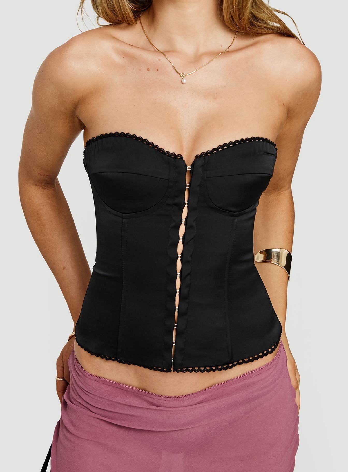 Jazzy Strapless Corset Top Black