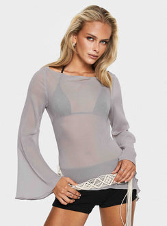 Esmaria Long Sleeve Flared Top Slate