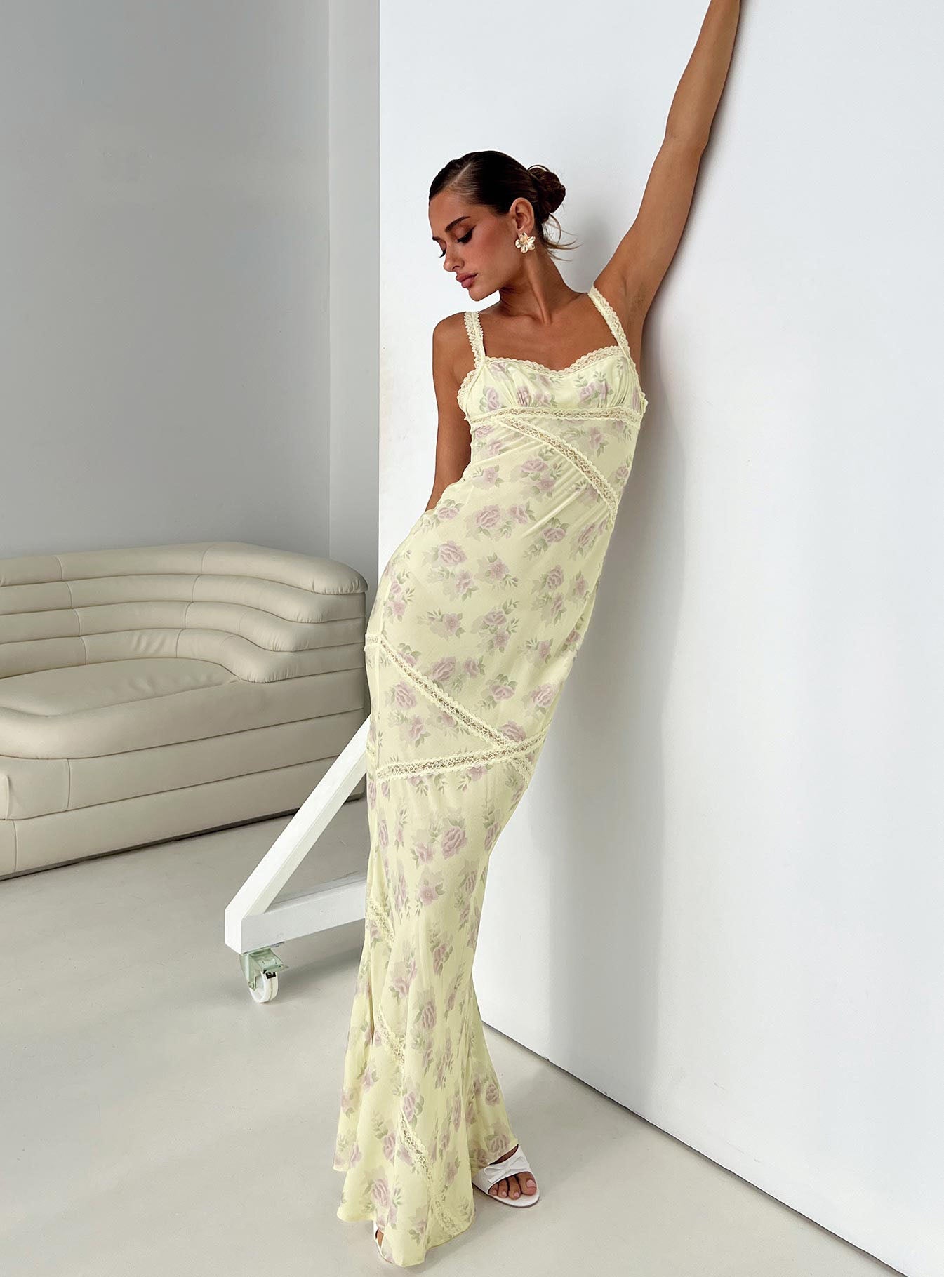 Gardens Of Babylon Lace Maxi Dress Lemon Floral | Princess Polly