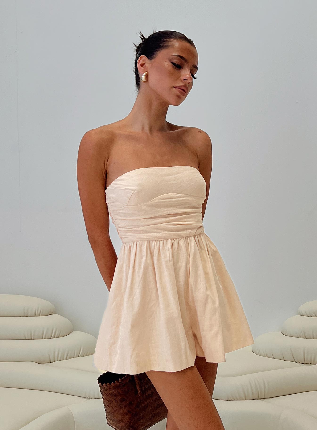 Quinelle Strapless Romper Cream