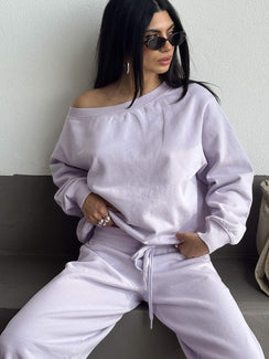 Wellness Off The Shoulder Jumper Washed Lavender