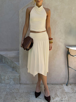 Scenic Route Asymmetrical Midi Skirt Yellow