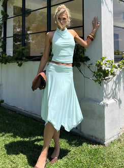 Scenic Route Asymmetrical Midi Skirt Blue