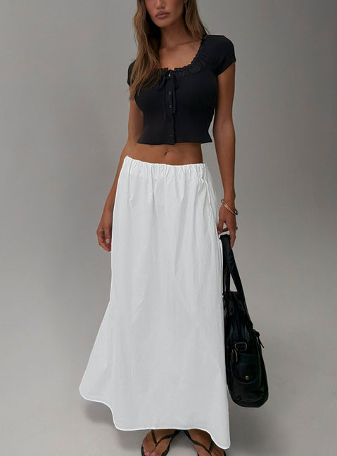 Lunea Concealed Waistband Maxi Skirt White