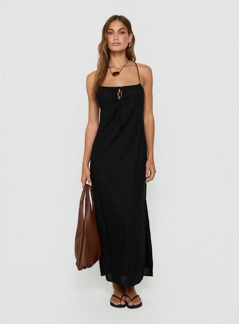 Selorra Tie Detail Maxi Dress Black