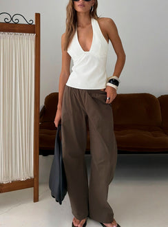 Kirelle Barrel Leg Tie Waist Pants Chocolate Brown