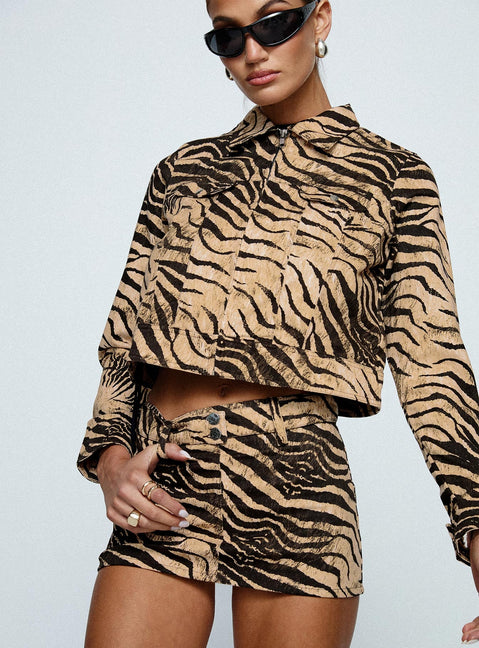   side view of model wearing Princess Polly Oiwa Skirt Multi Mini Skirts 