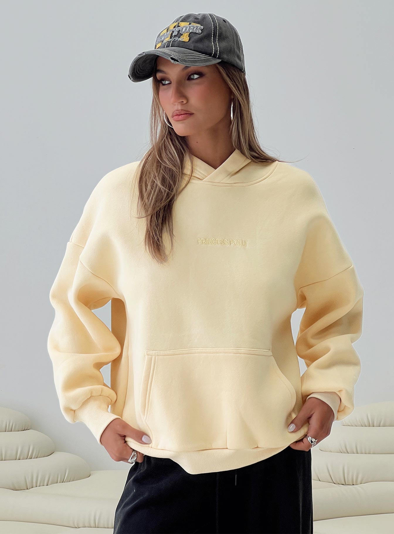 Princess Polly Hooded Sweatshirt Yellow