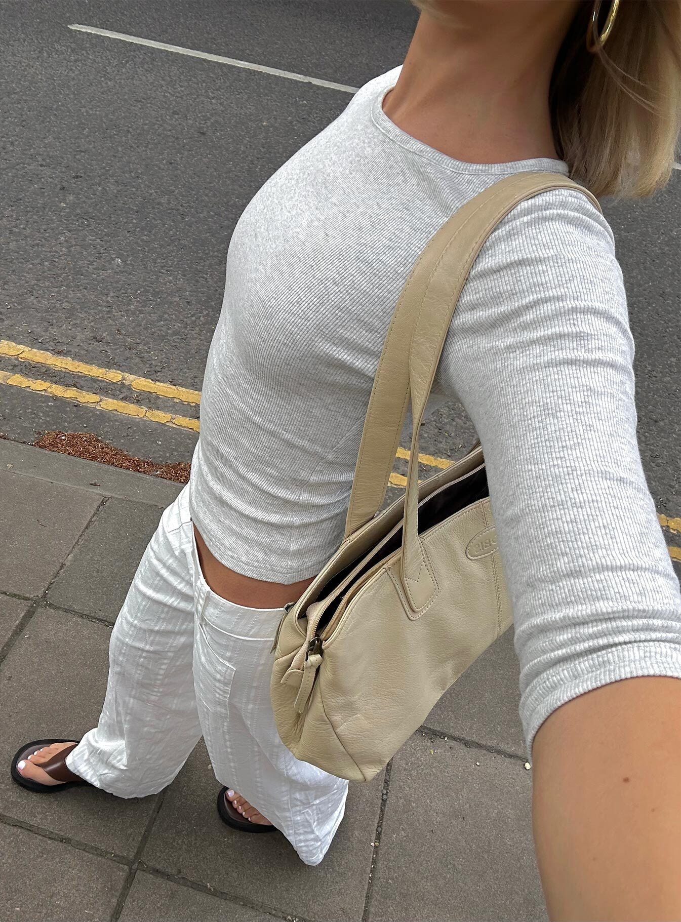 Elaia 3/4 Sleeve Top Grey Marle