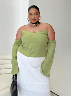 product Princess Polly Full Sleeves Cowl  Cold Shoulder Top Green Curve