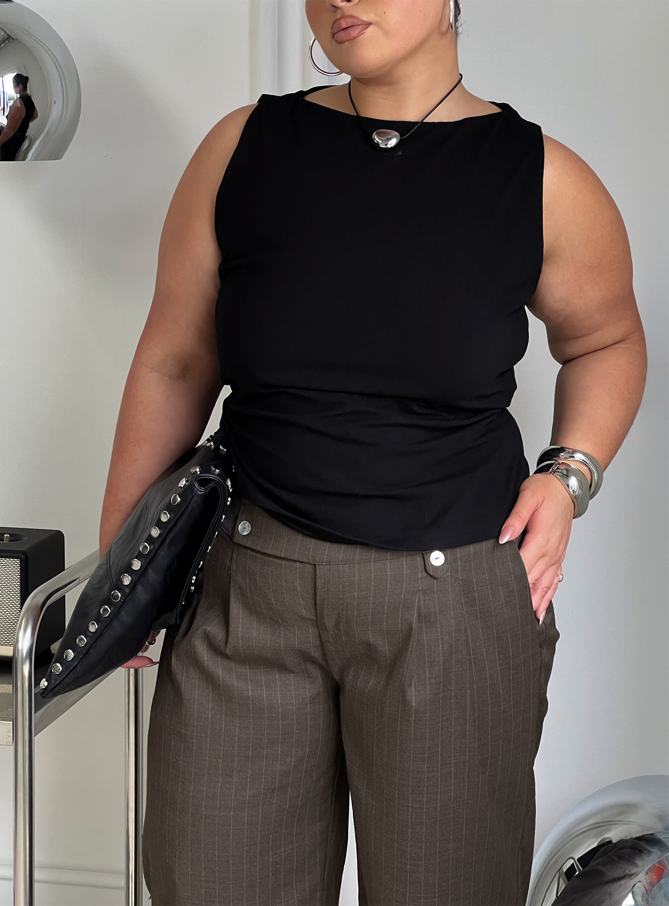 Lose Your Number High Neck Top Black Curve