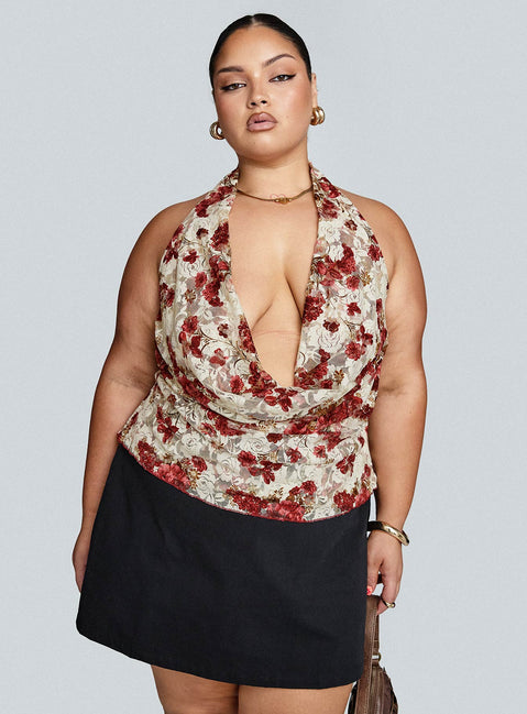 Capulet Halter Cowl Top Floral Curve