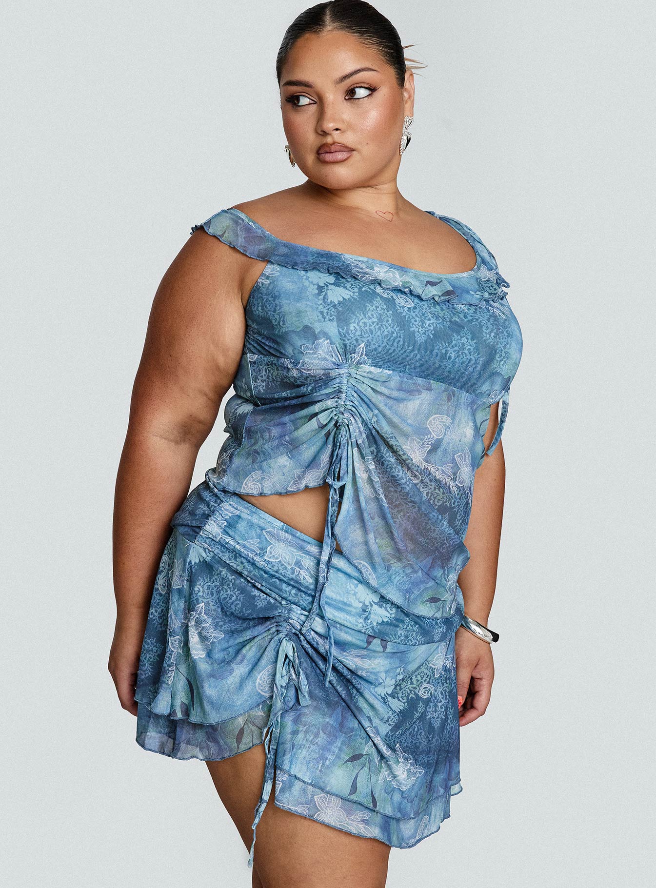 Rosee Frill Mini Skort Blue Multi Curve