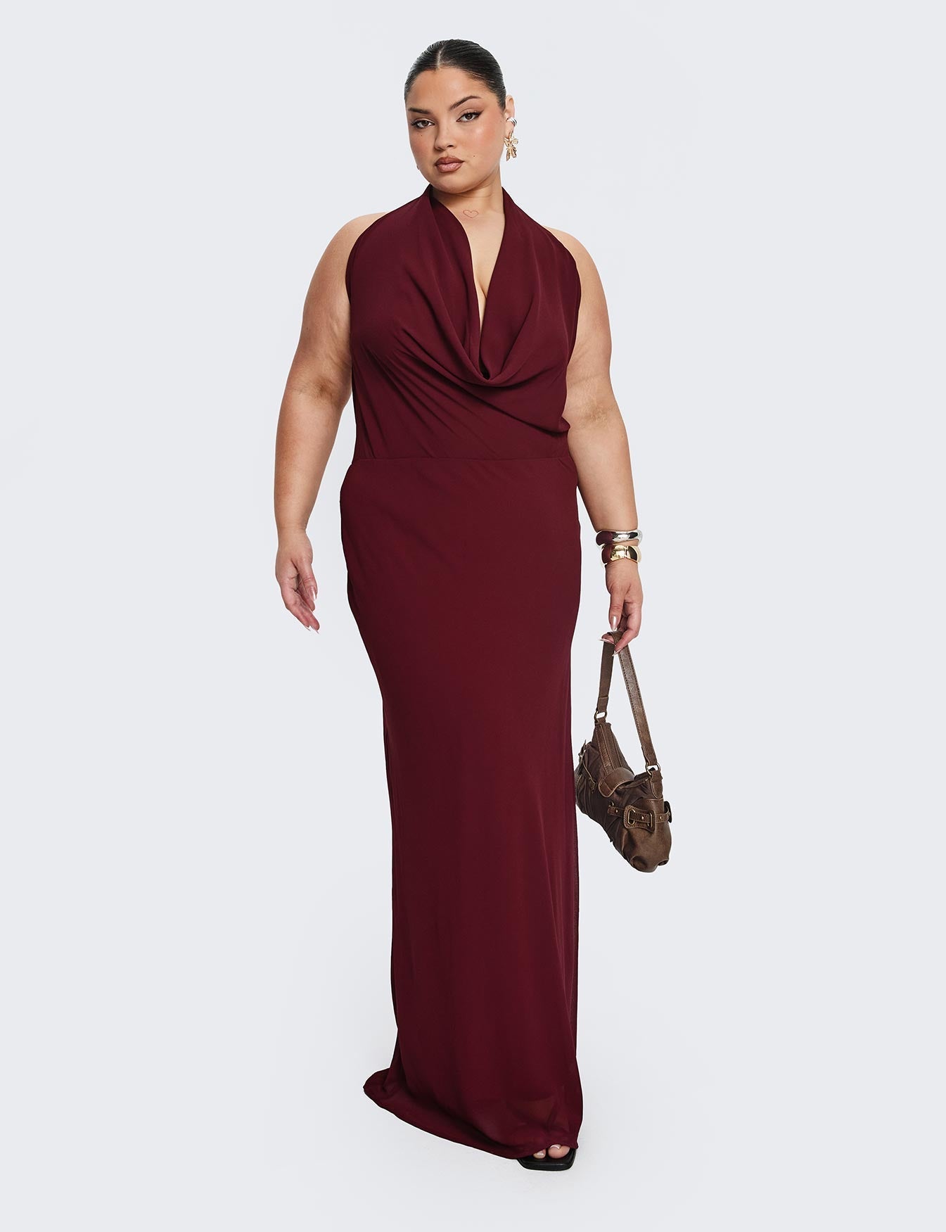 Vortexa Halter Maxi Dress Currant Curve