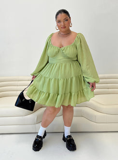 product Princess Polly Cowl Neck  Danny Long Sleeve Mini Dress Green Curve