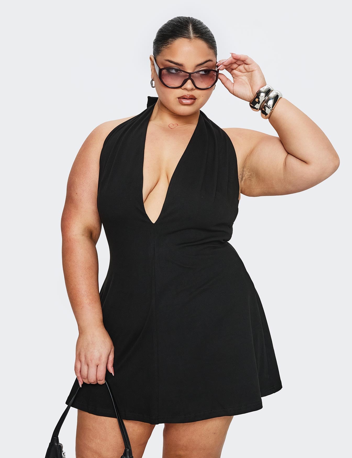 Hollywood Hills Plunge Neck Playsuit Black Curve