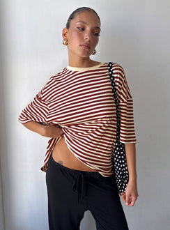 Kieryn Oversized Top Red Stripe