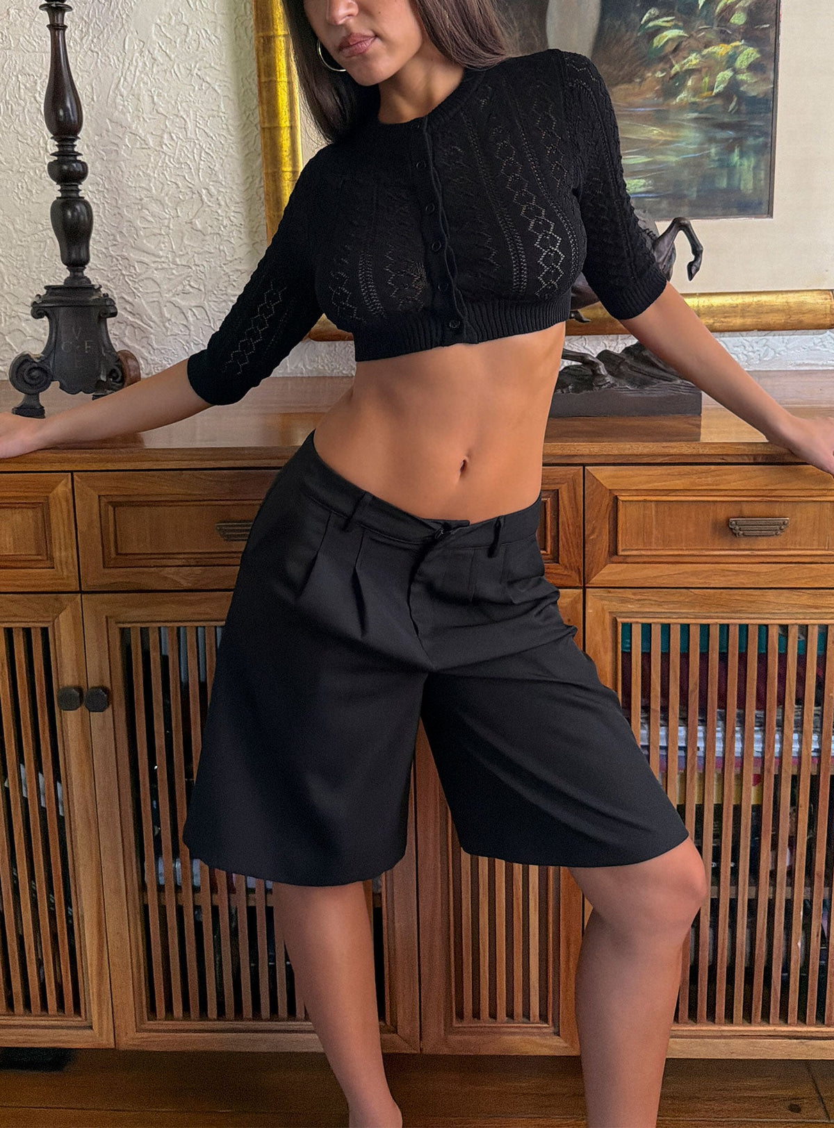 Brynah Pintuck Tailored Short Black