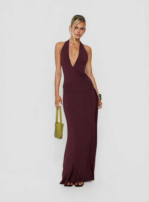 So Major Draped A-Line Maxi Dress Plum