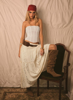 Odiana Lace Tiered Maxi Skirt Cream