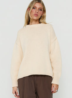 Wilda Crew Neck Knit Sweater Cream
