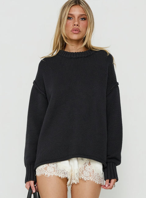 Wilda Crew Neck Knit Sweater Navy