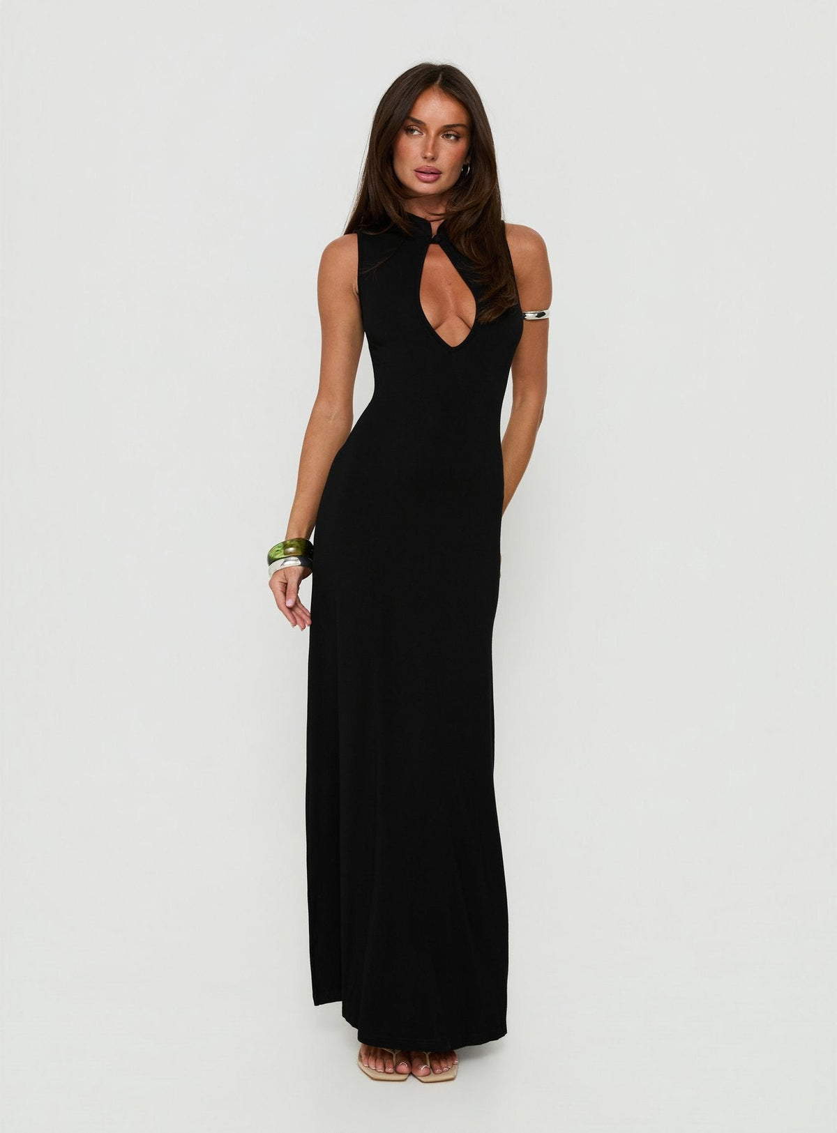 Ailany Keyhole Backless Maxi Dress Black