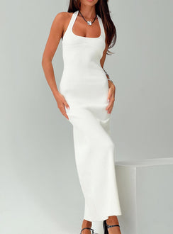 Knit maxi dress Halter neck, scooped neckline Good stretch, unlined 