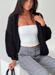 Knit cardigan  Oversized fit, drop shoulder, balloon sleeves Good stretch, unlined 