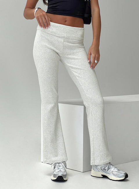 front view of model wearing Princess Polly Norment Rib Pants Grey Tall 
