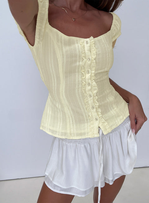 Gysella Off Shoulder Woven Top Yellow