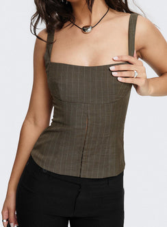 Nylen Tailored Suiting Top Brown Pinstripe