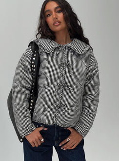 Best Asset Quilted Jacket Black / White Check