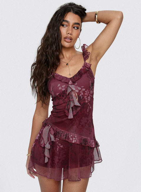 Ballad Floral Ruffle Mini Dress Multi