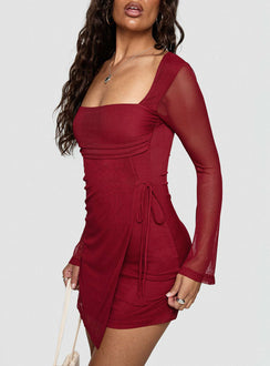 Martinez Long Sleeve Mini Dress Currant