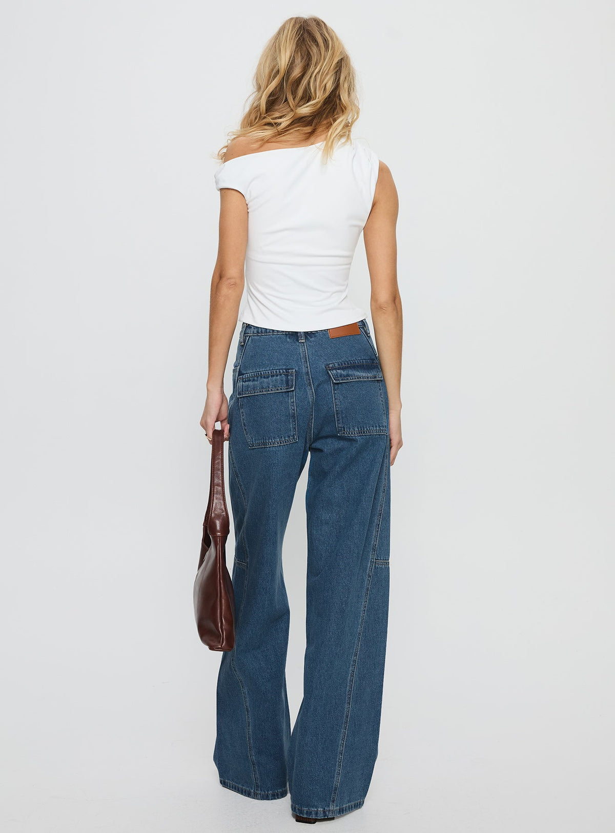 Bruiser Tie Waist Mid Rise Wide Leg Jeans Mid Blue Wash Mid Rise Jeans Jeans 