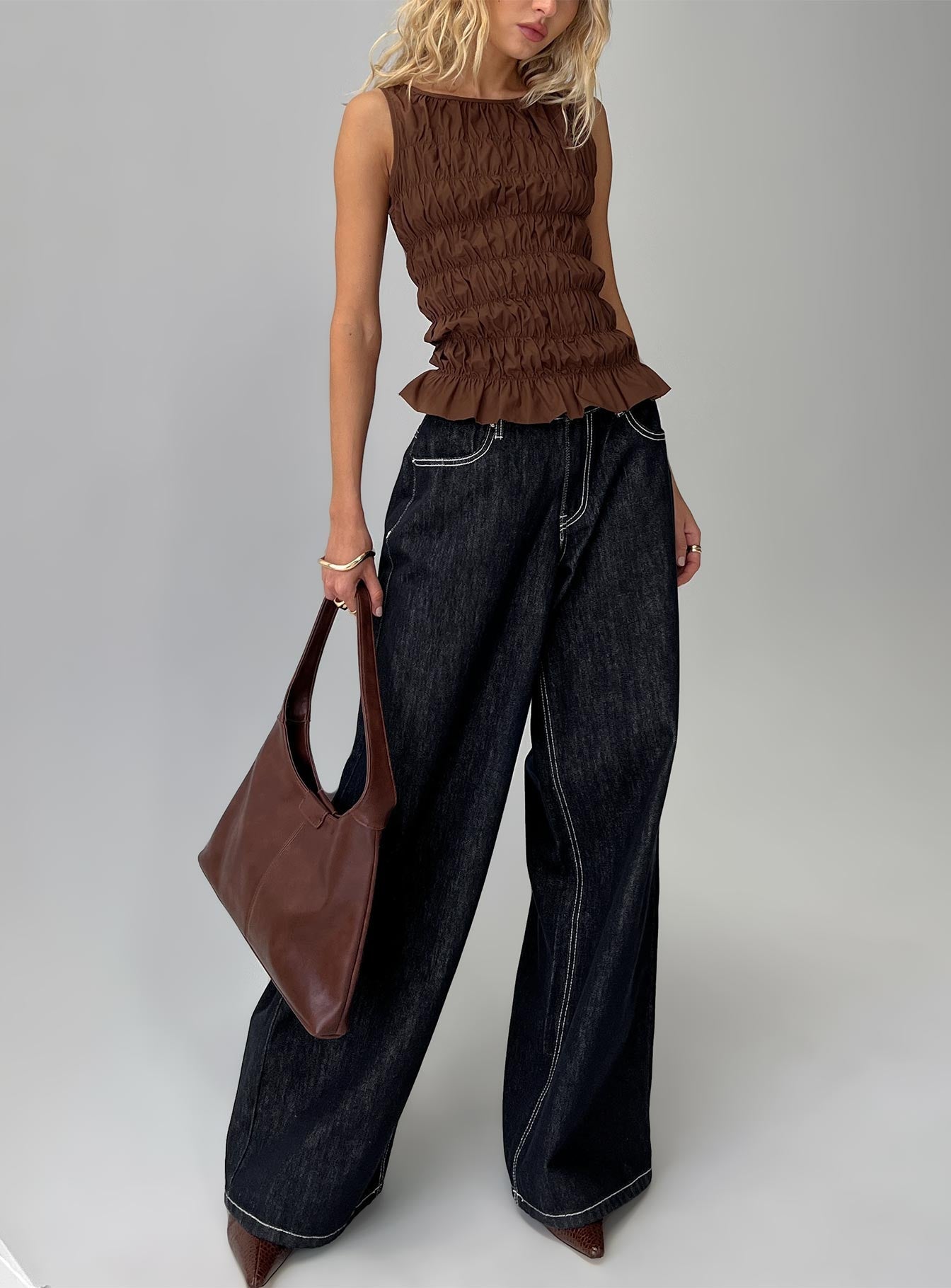 Lierre Low Rise Wide Leg Jeans Dark Blue Wash