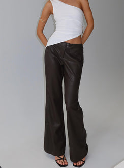 Prosperous Faux Leather Tailored Pants Brown