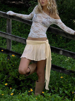 Reviva Ruched Wrap Mini Skirt Cream