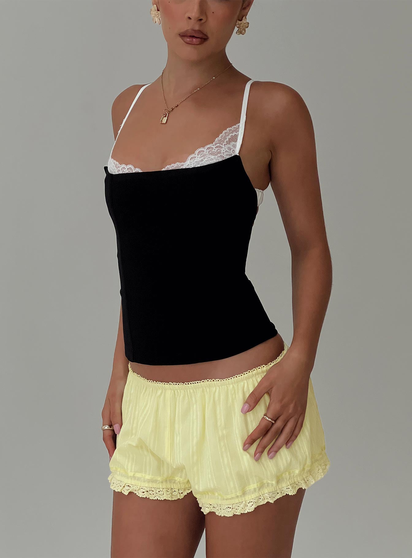 Rhubarb Lace Shorts Lemon Yellow