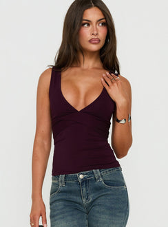 Madelon Sleeveless Wrap Top Plum
