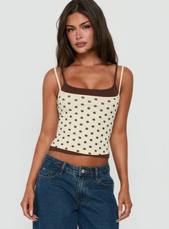 Maeka Layered Jersey Tank Top Yellow / Polka Dot